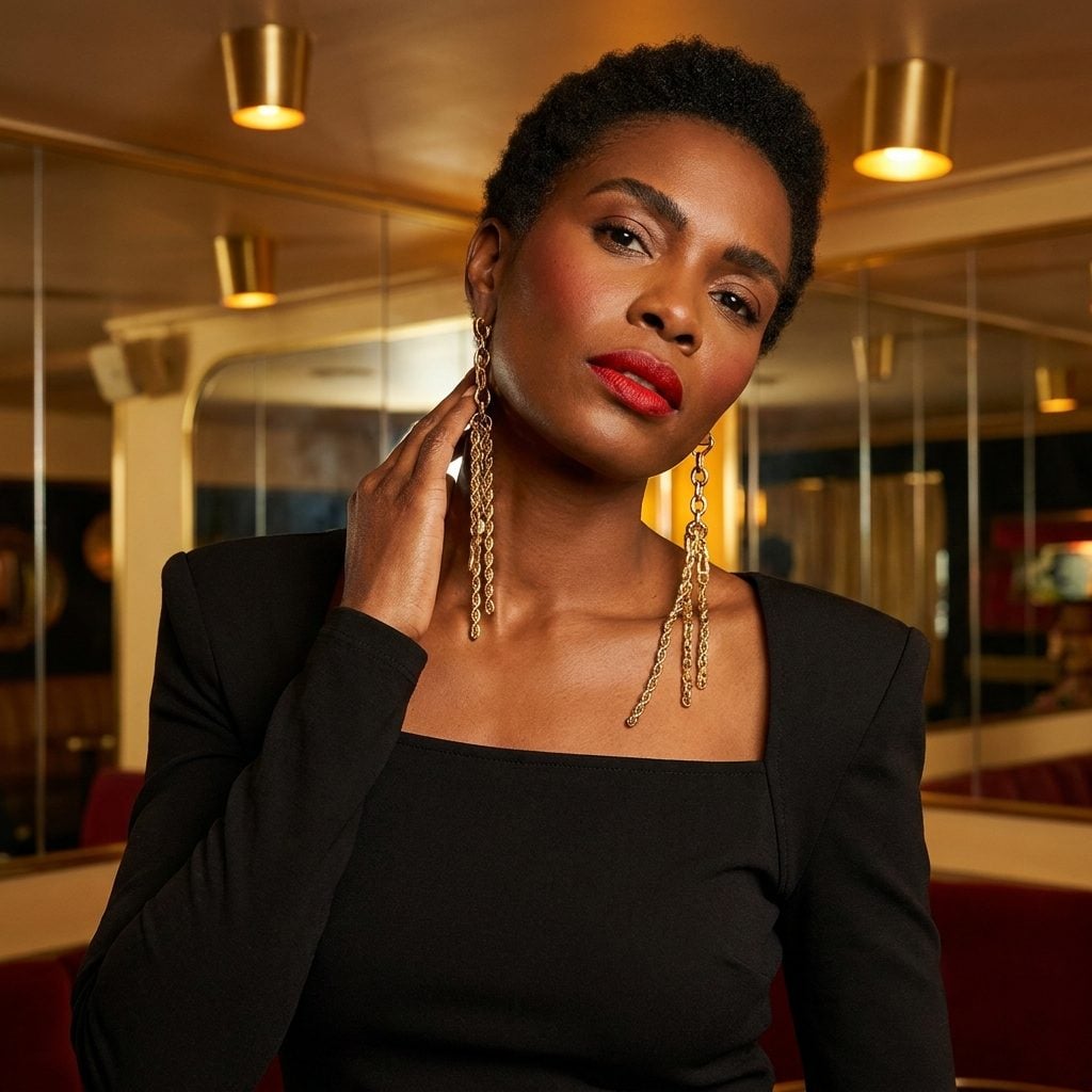 Heavy Gold Chain Drop Earrings With Multiple Links Cascading Past the Jaw