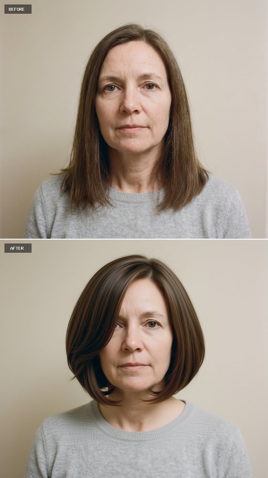 rounded bob with a side sweep that makes fine hair look like it has opinions