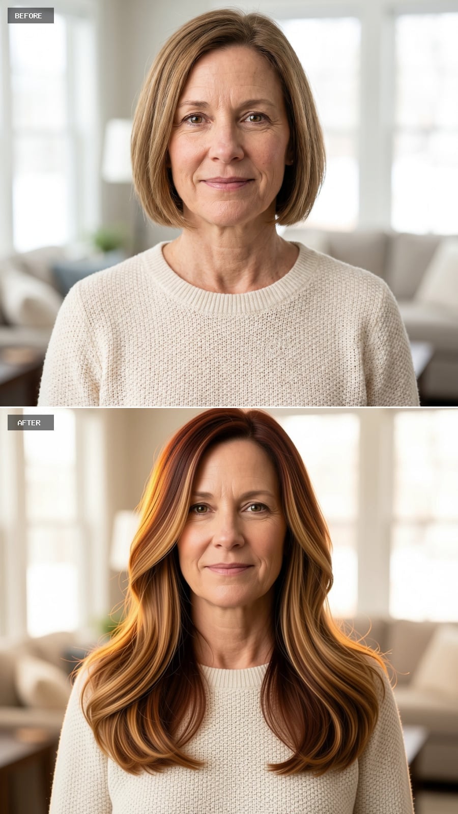 Copper-Auburn Balayage Builds a Stronger Vertical Line
