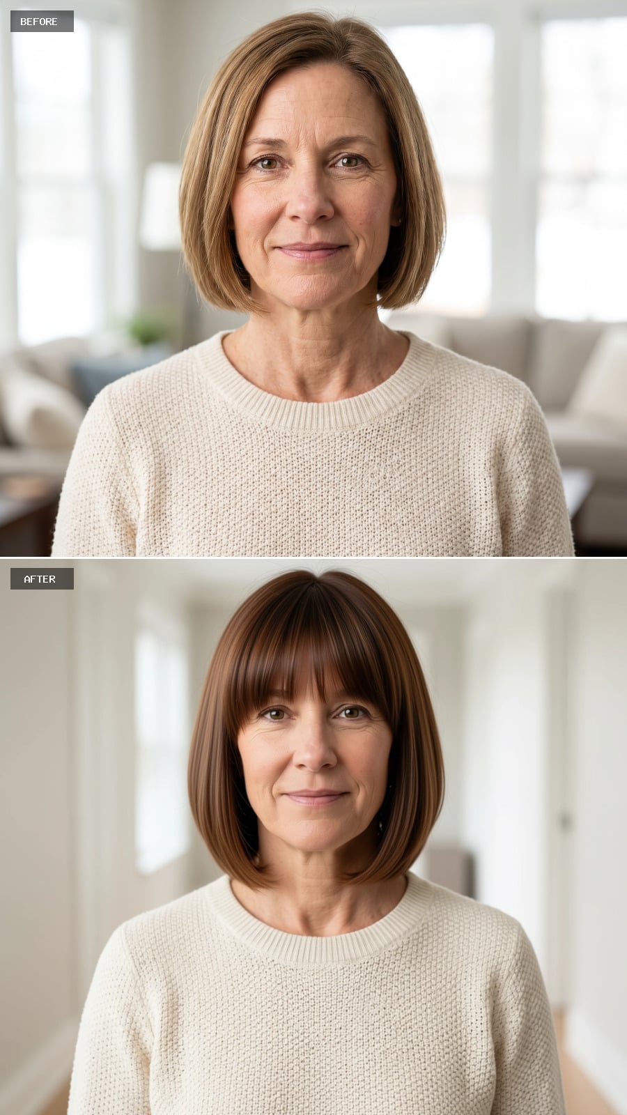 A Dark Blunt Bob Makes the Bangs the Main Event