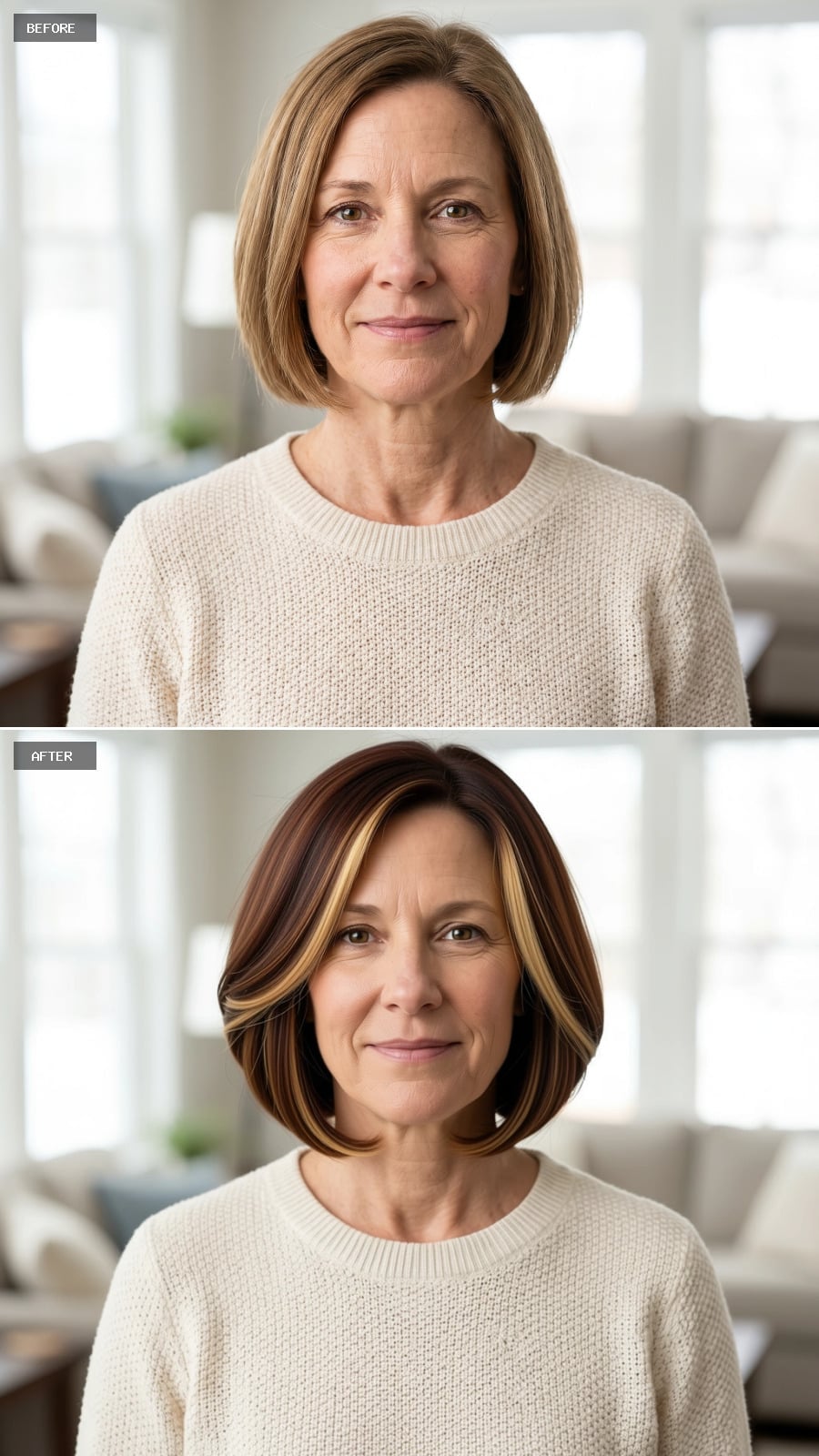 Gold Peekaboo Panels Give a Chocolate Bob a Graphic Accent
