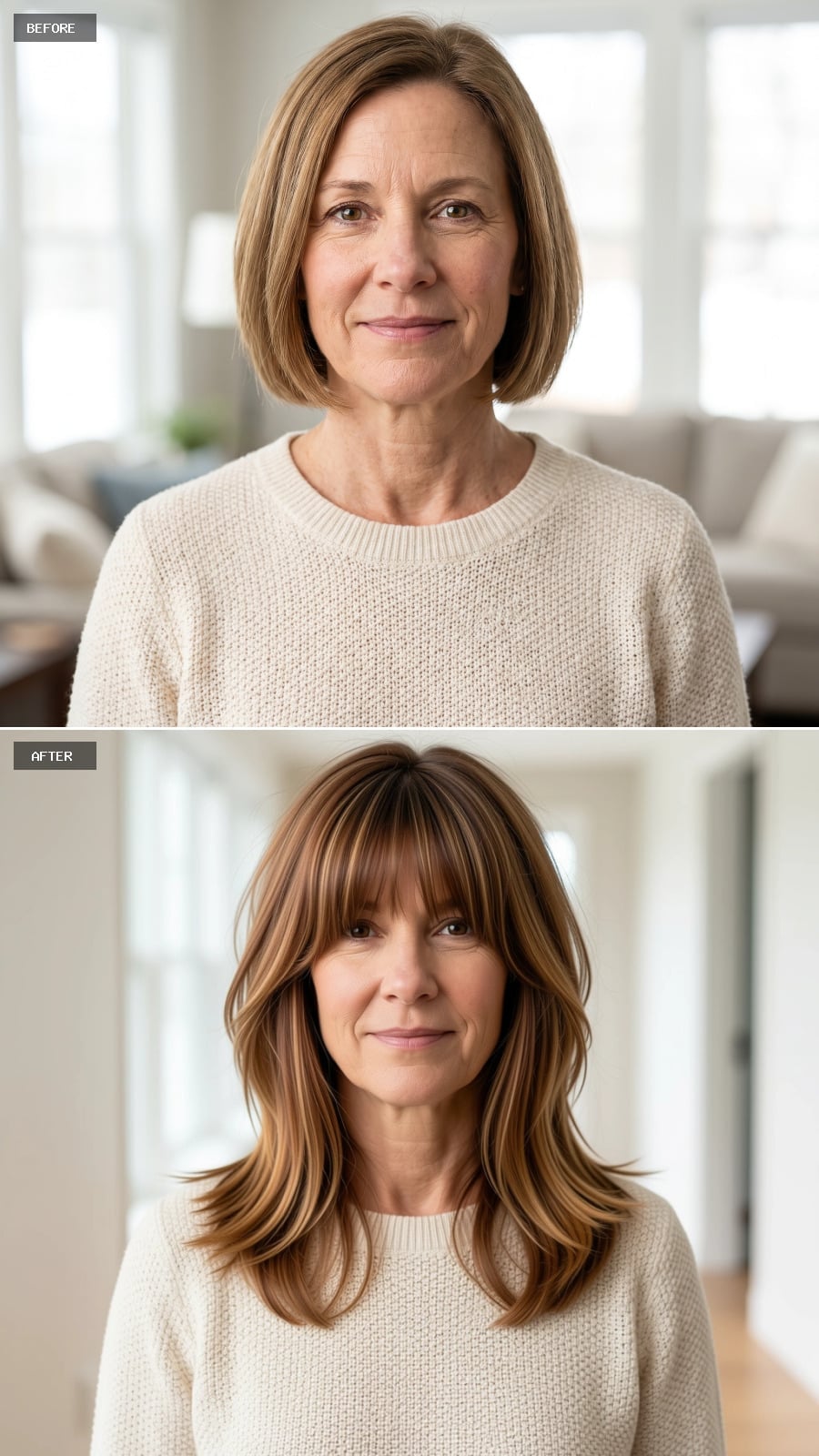 Curtain Fringe and Flipped Layers Keep a Mid-Length Cut Light