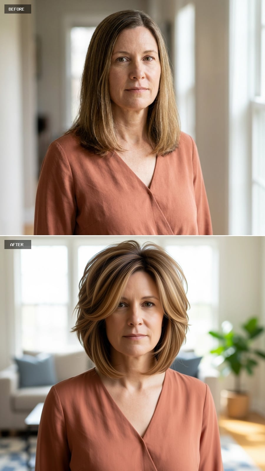 A Layered Bob With Blonde Ribbons Keeps the Outline Soft