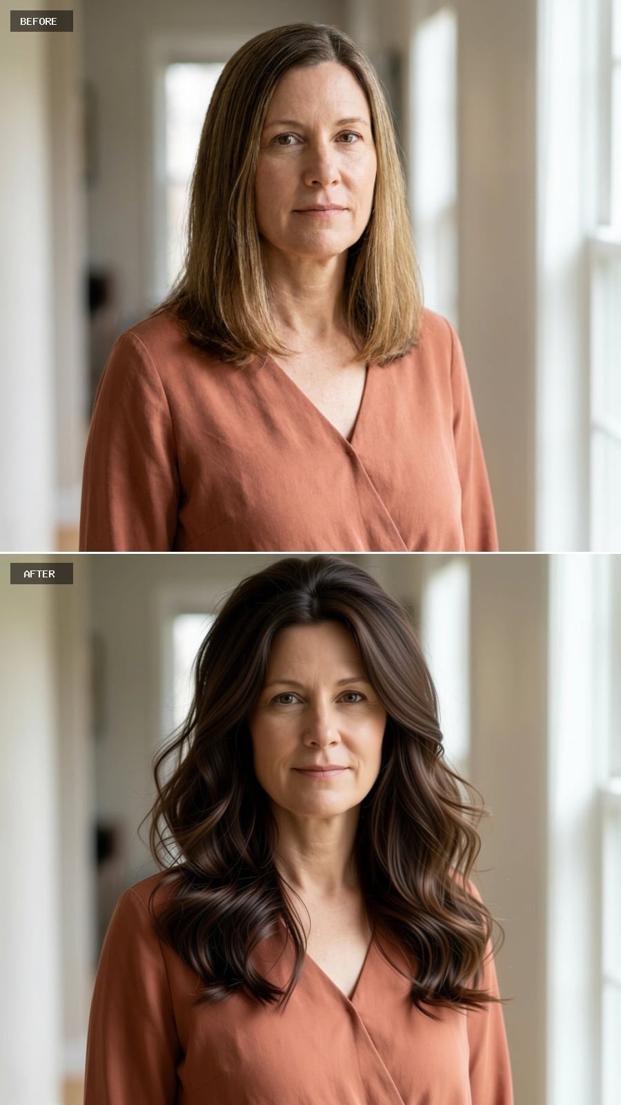 Long Dark Waves Shift Fullness Toward the Jaw and Shoulders