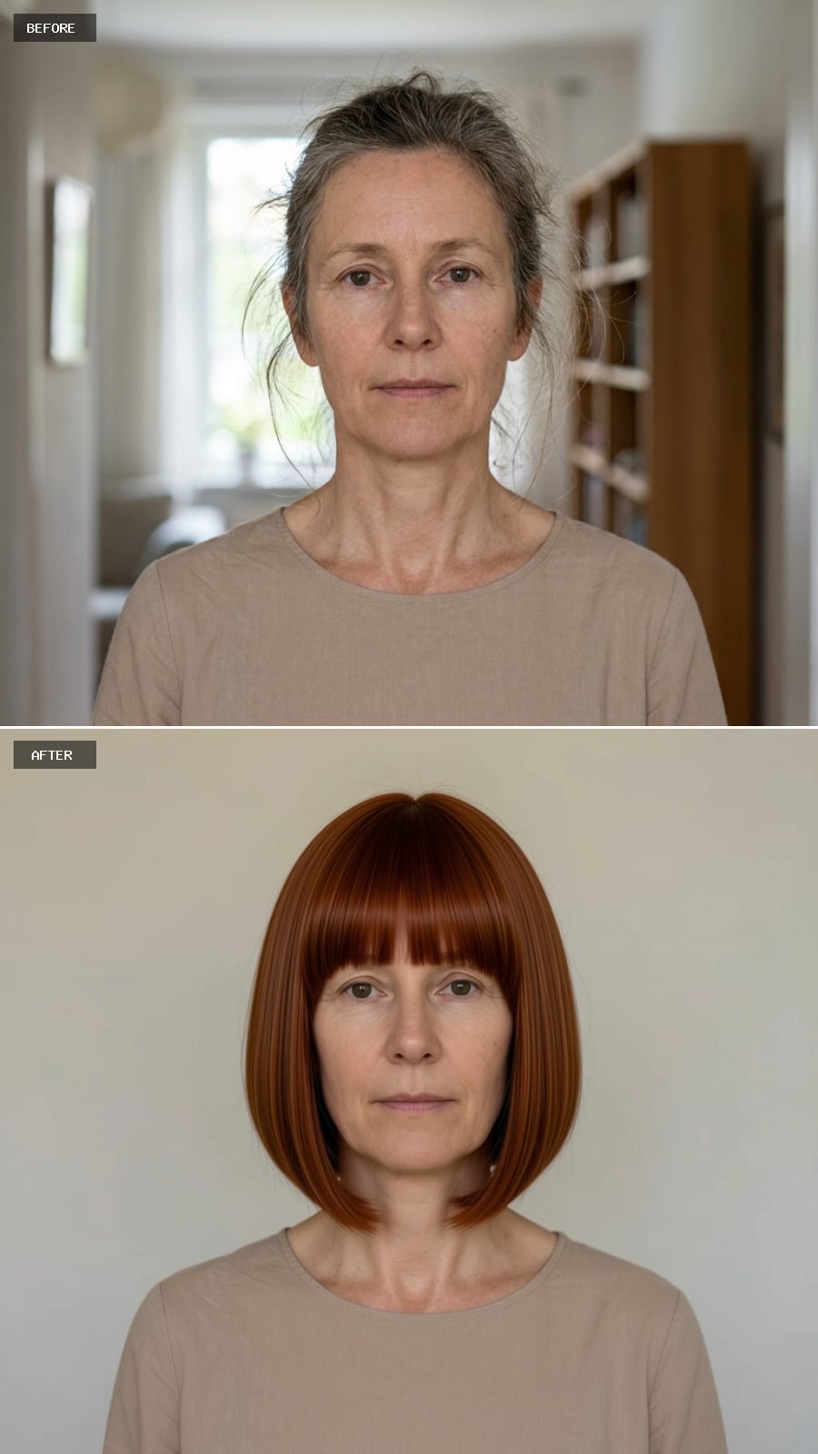 Ash Brunette Bob With a Side-Swept Fringe Softens Every Line