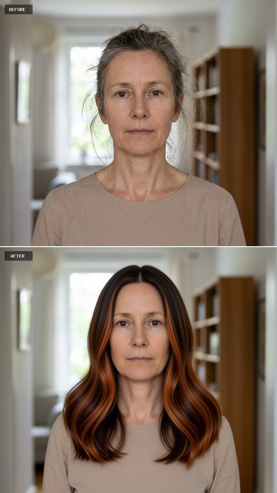 Loose Waves in Copper and Rust Give the Face a Frame With Real Weight