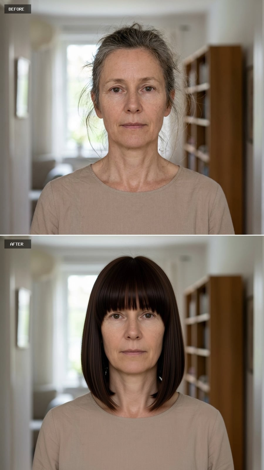Jet-Black Bob, Blunt Fringe, and Suddenly the Face Has a Border Worth Respecting