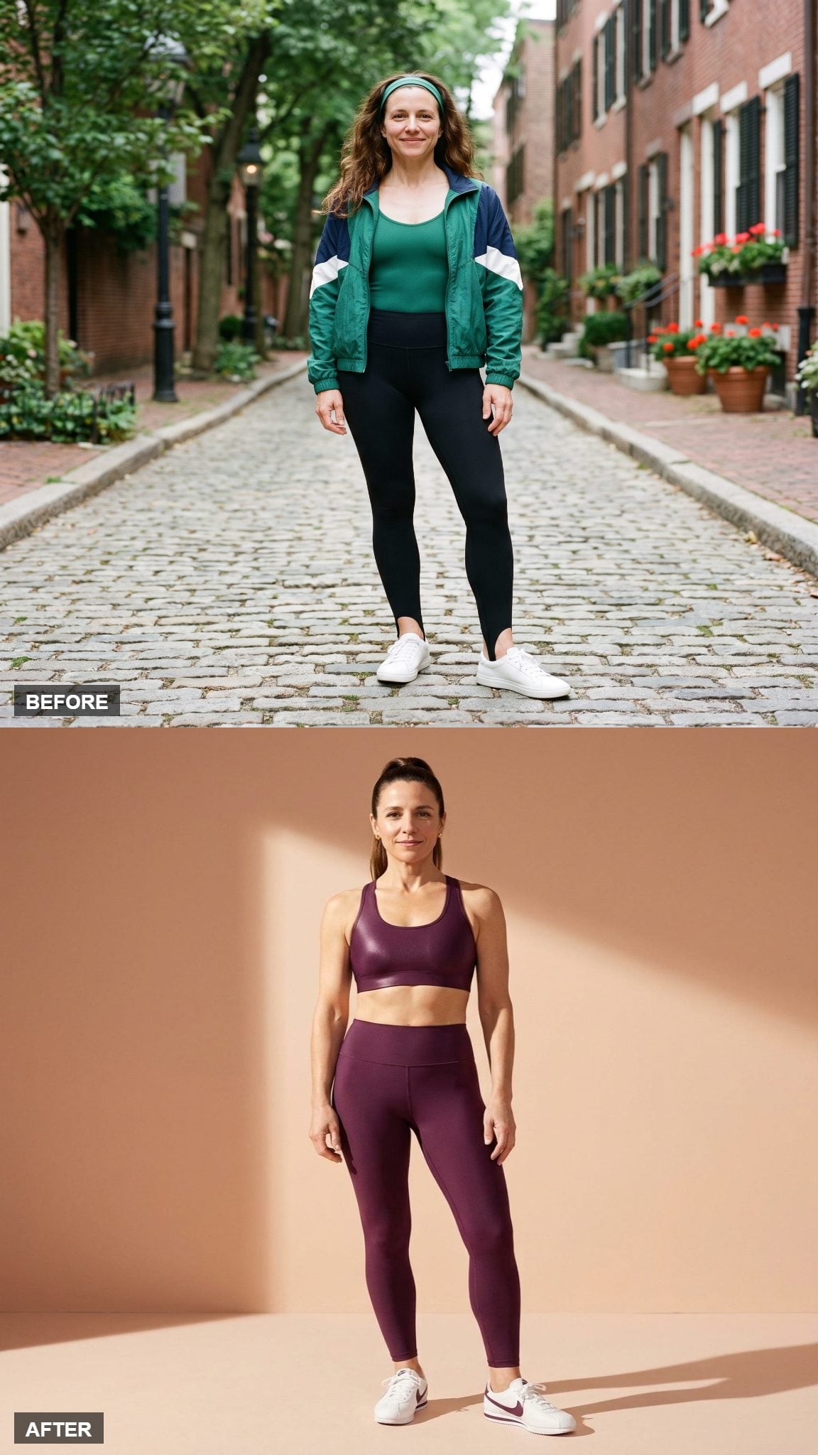 High-Shine Lycra Set in Deep Plum With a Modern Waistband