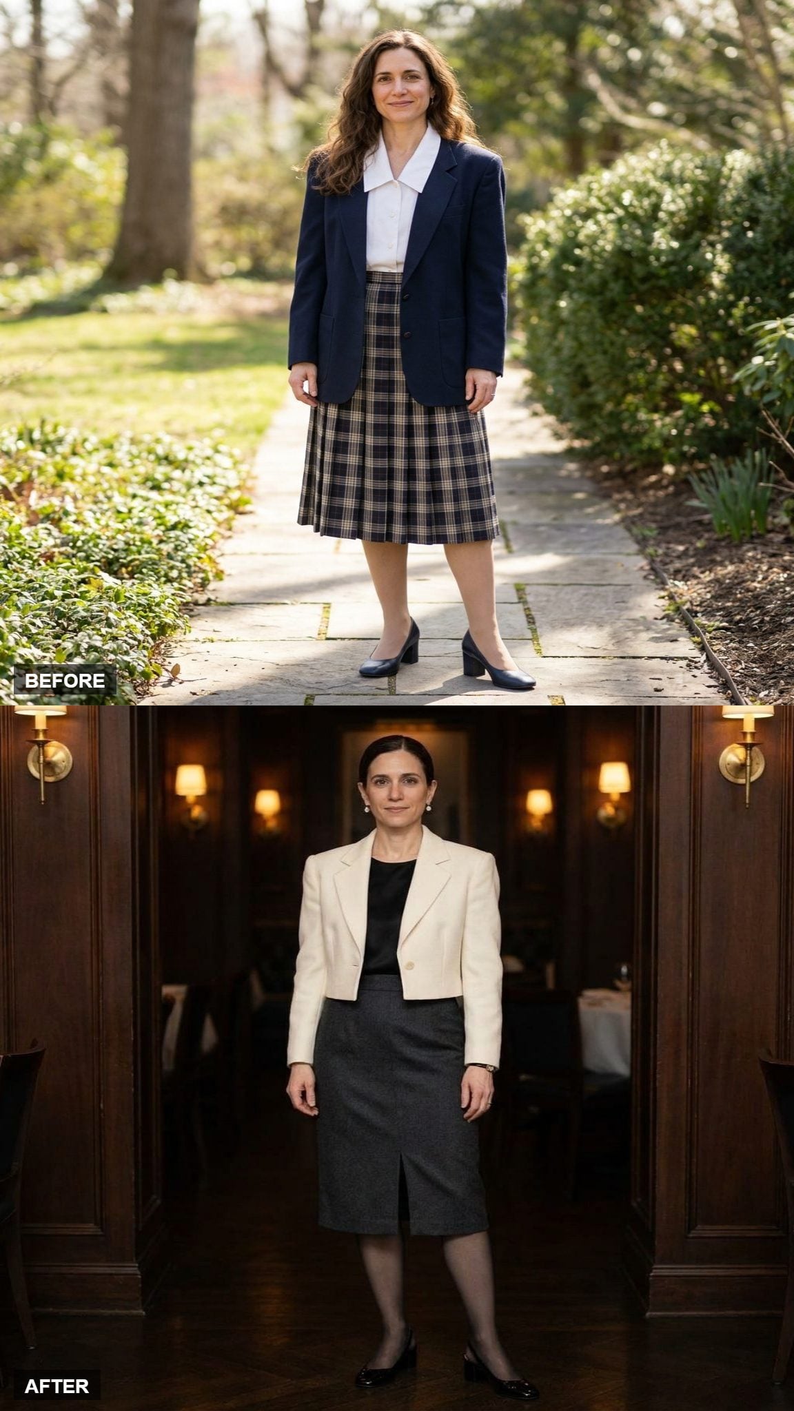 Ivory Cropped Blazer and High-Waist Charcoal Skirt for the Woman Who Actually Reads the Menu
