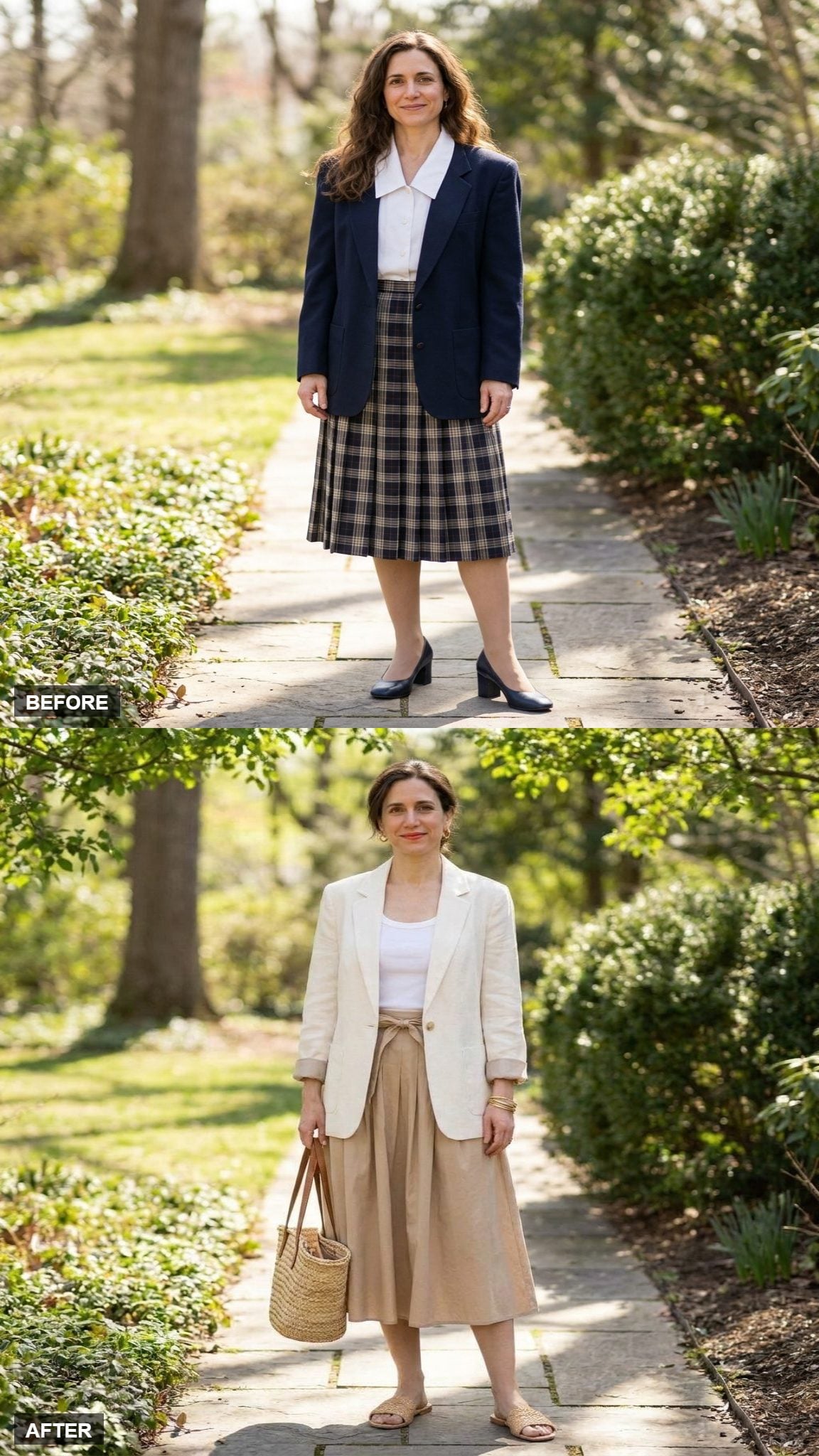 Ivory Linen Blazer and Sand Poplin Skirt for the Kind of Warm Day That Deserves Better