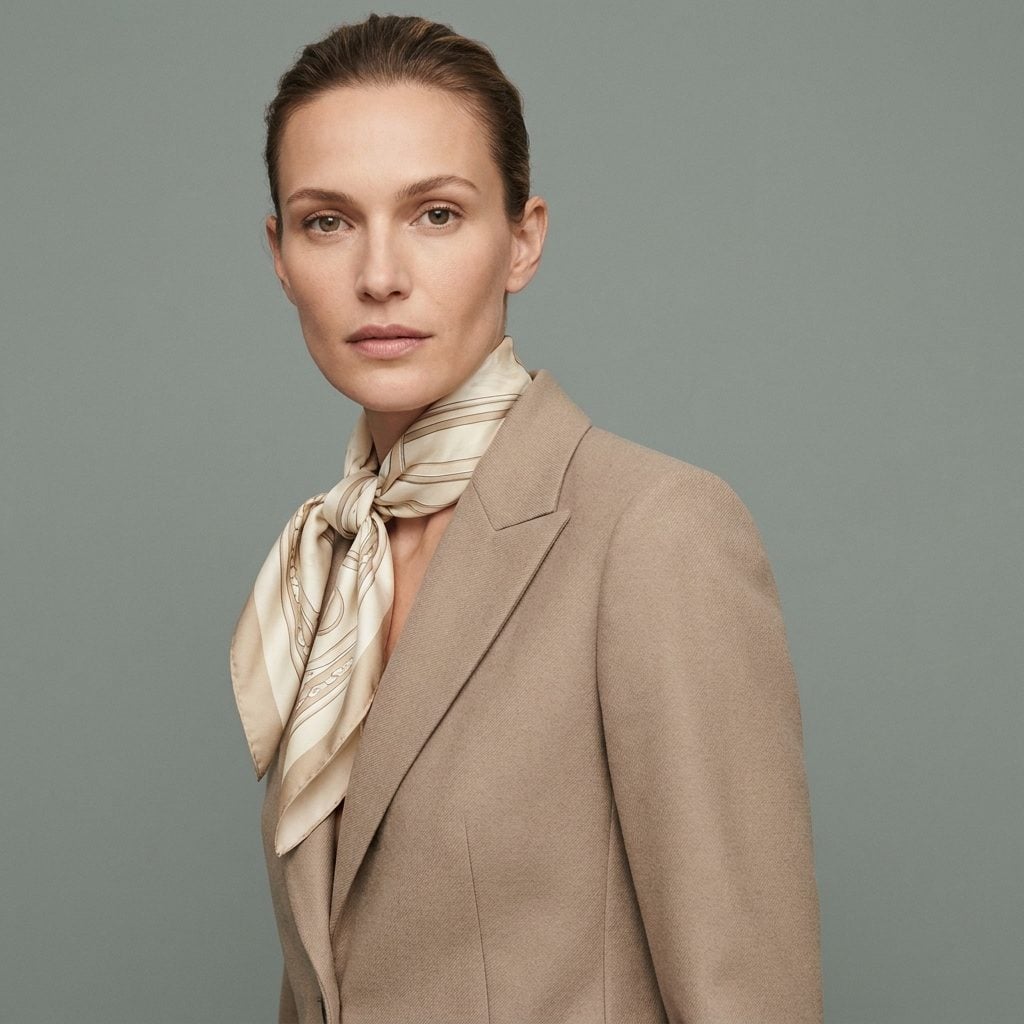 Knot It Asymmetrically at the Side of the Neck With a Blazer