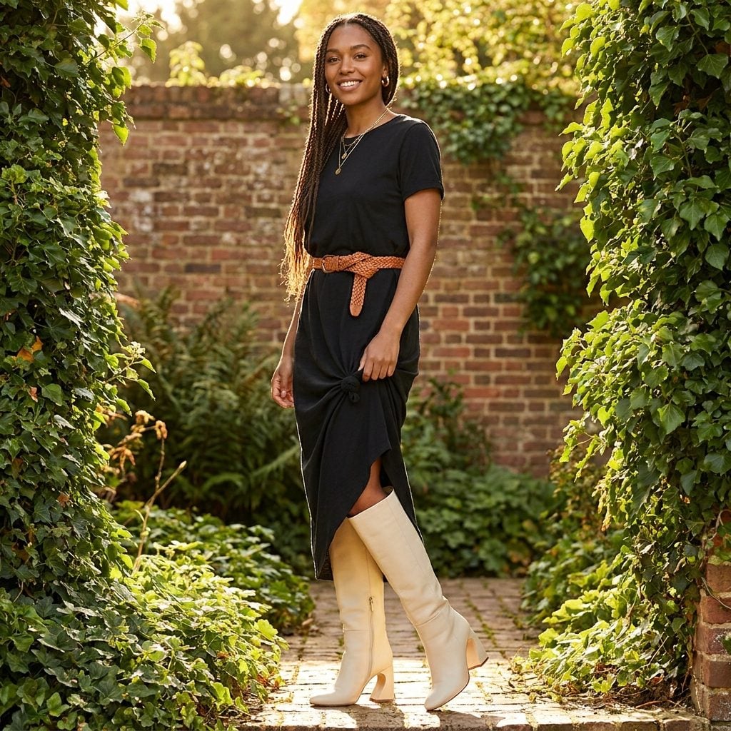 Knot the Hem to One Side and Reveal a Sculptural Boot Underneath