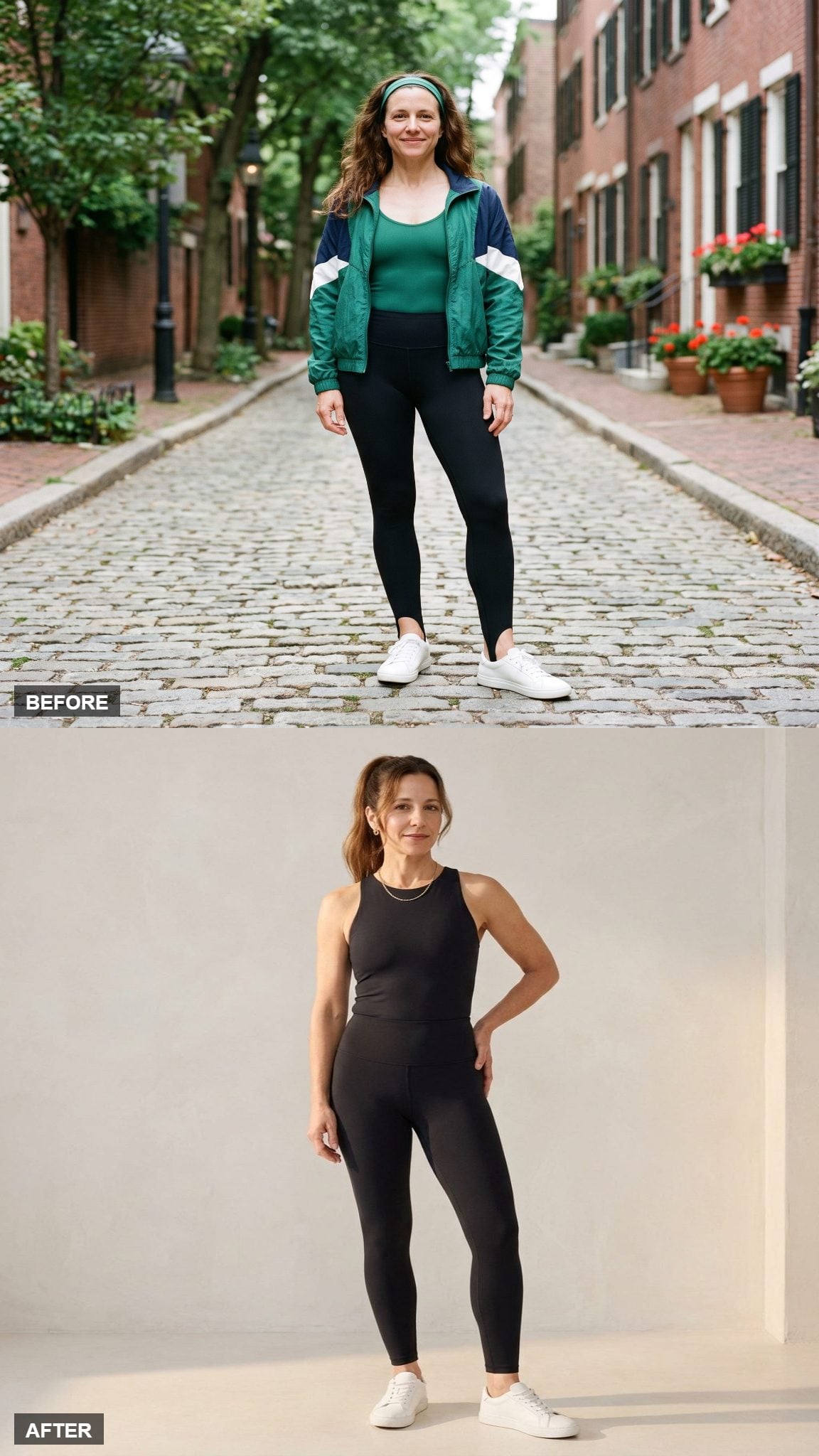 Liquid Black Aerobics Set With a Sculpted Scoop and Ankle-Length Legging