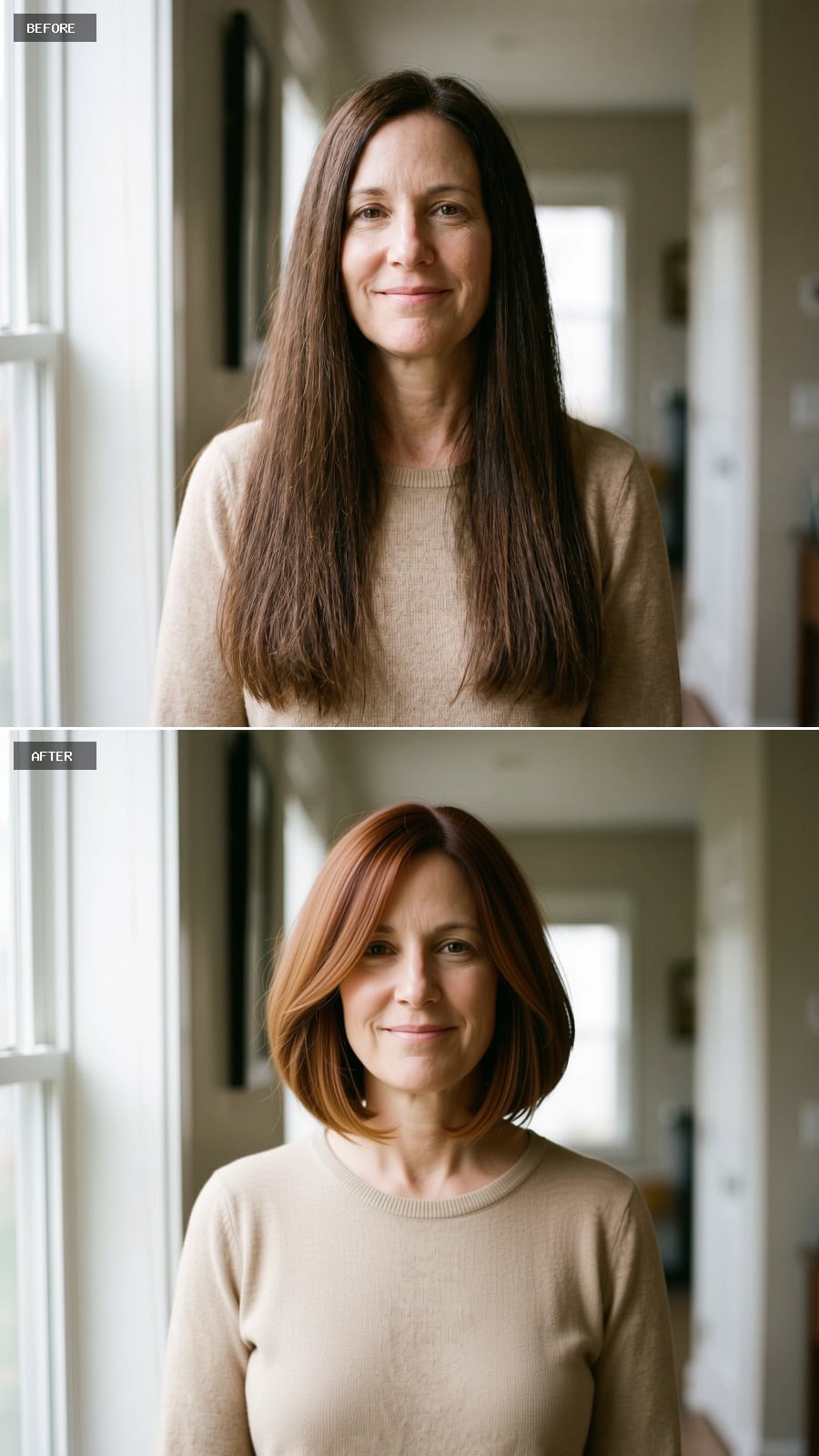 Copper Bob With Side-Swept Layers Proves Short Hair Can Have Movement