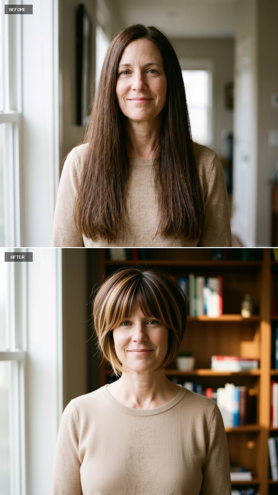 Highlighted Bob With Fringe and Her Face Gained an Entirely New Set of Angles