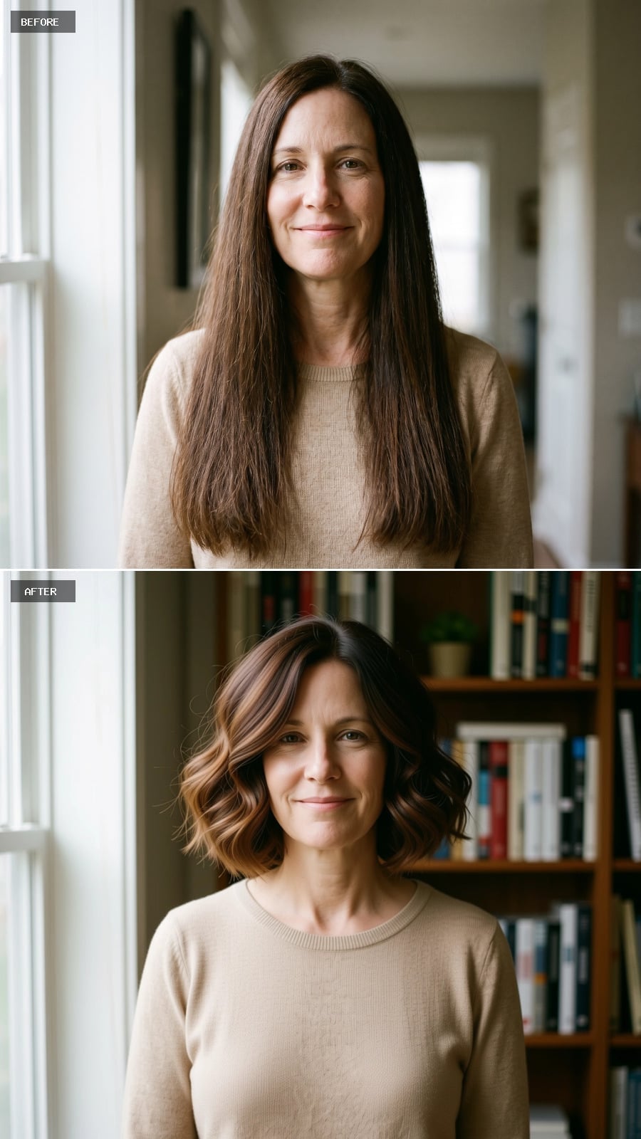 Wavy Lob With Balayage Ends Just Handed Her Face a Whole New Frame