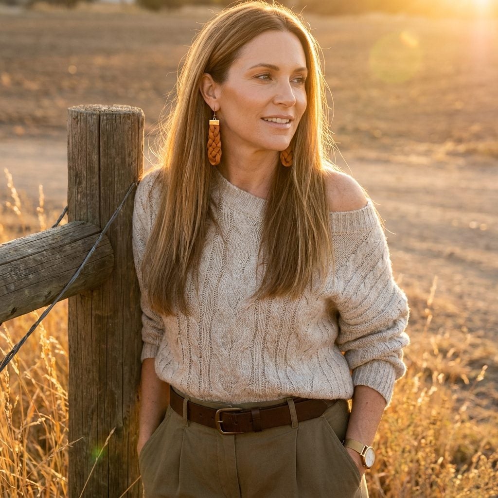 Massive Braided Leather Drop Earrings in Tan or Black That Grazed the Collarbone and Weighed More Than Expected