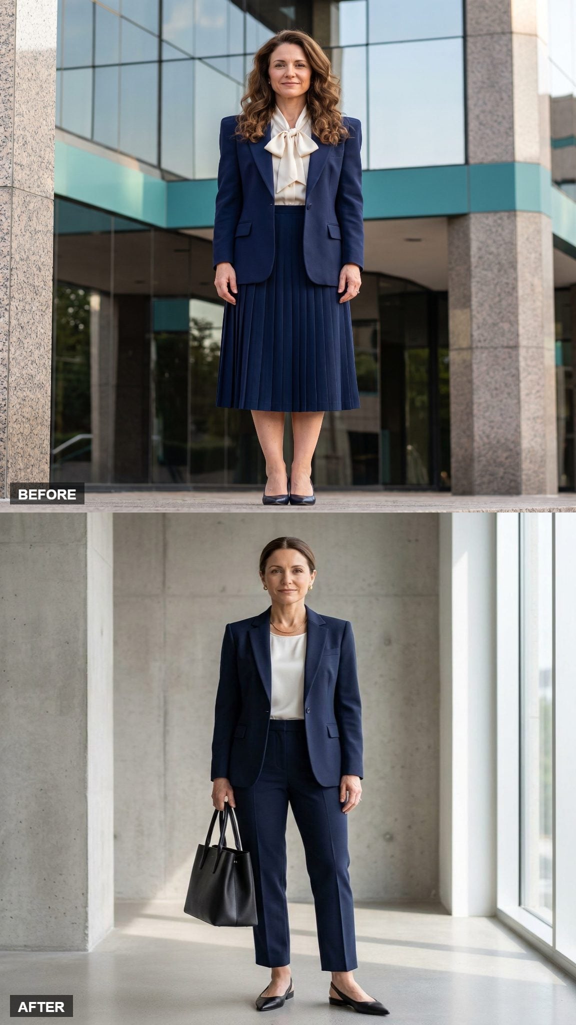 The Modern Power Suit in Ink Navy and White