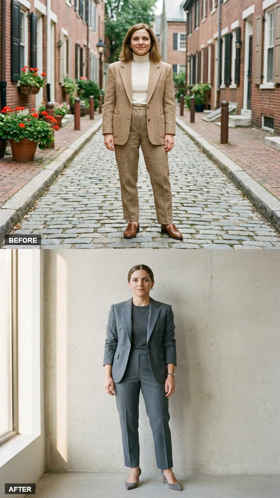 Monochrome Discipline in Slate Gray Tailoring