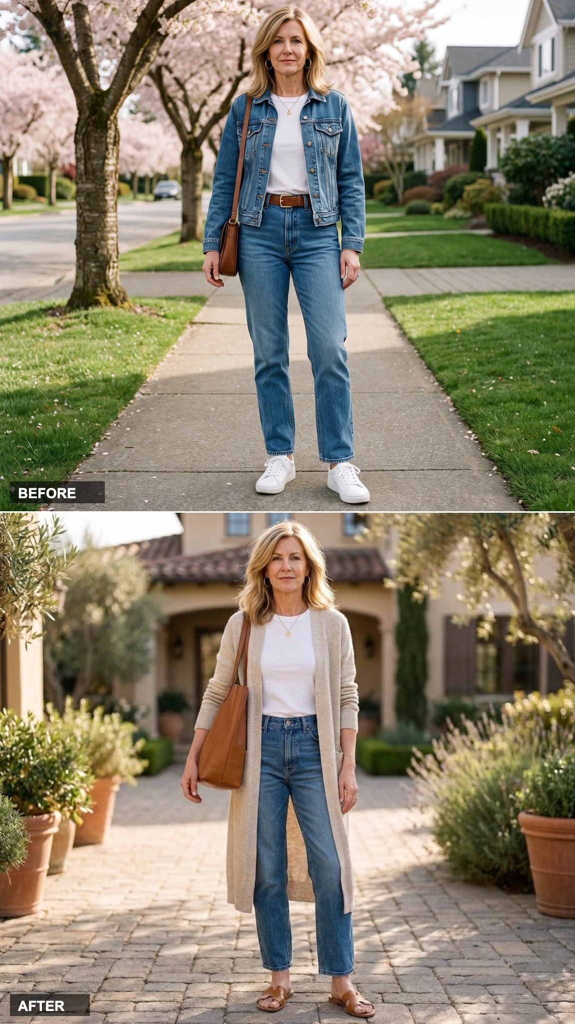 Oatmeal Duster Cardigan, White Fitted Tee, and Premium Leather Sandals for a Weekend That Actually Rests