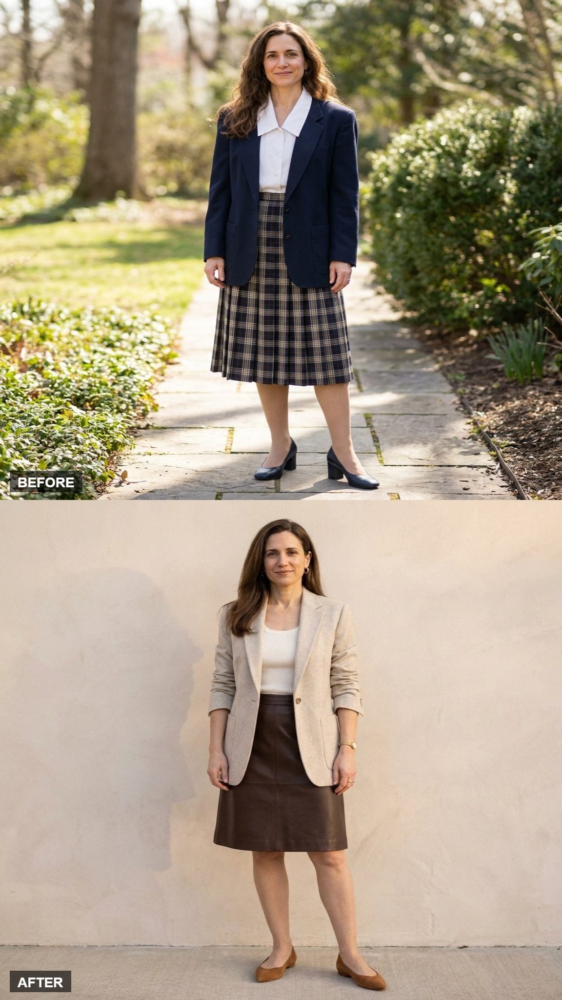 Oatmeal Wool Blazer and Chocolate Leather Skirt for the Woman Who Stopped Apologizing