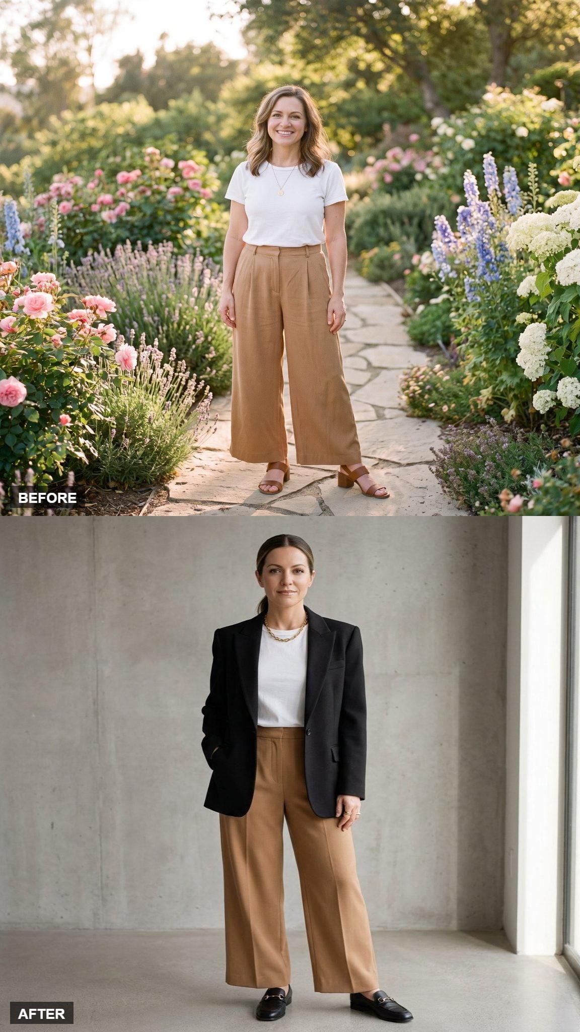 Off-Duty Editor in a White Tee, Structured Blazer, and Loafers