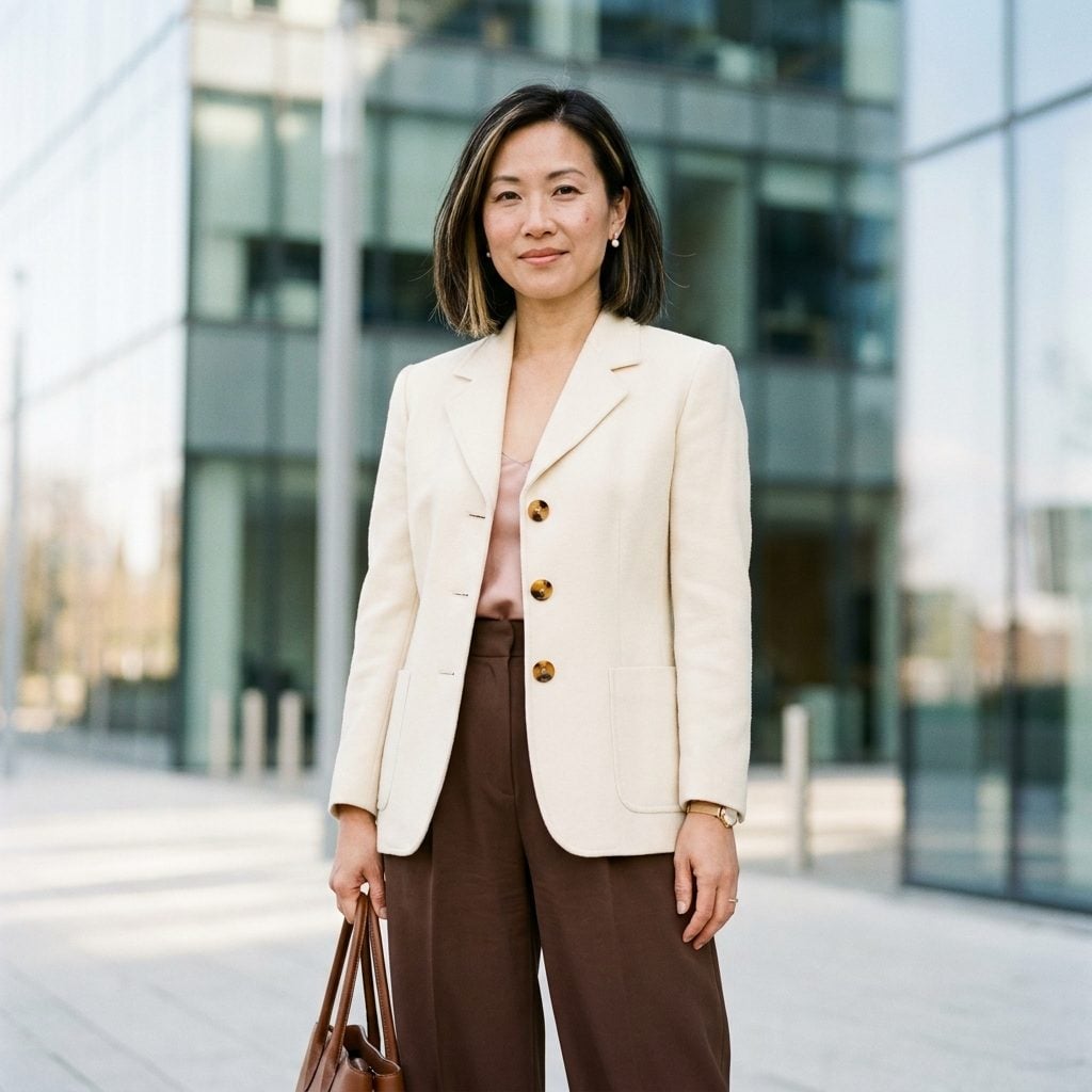 One Button Closed Over Wide-Leg Trousers