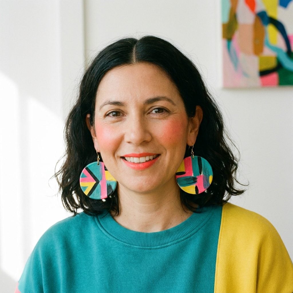 Oversized Ceramic Earrings Hand-Painted in Bold Patterns That Were Chunky and Completely Beloved