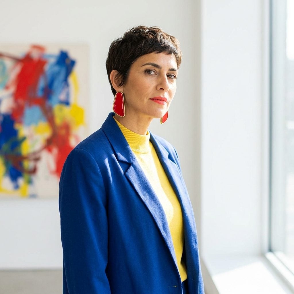 Oversized Enamel Geometric Earrings in Primary Colors with a Brass Backing Heavy Enough to Anchor a Boat