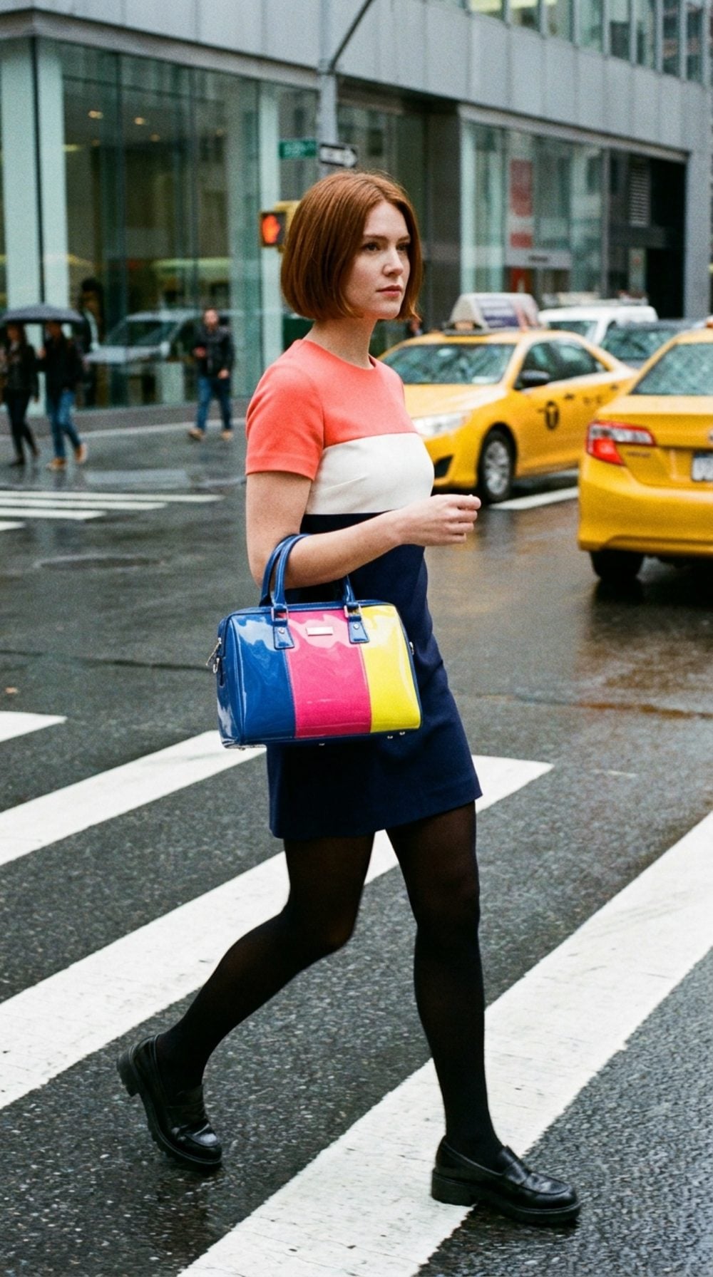 The Patent Vinyl Color-Block Handbag