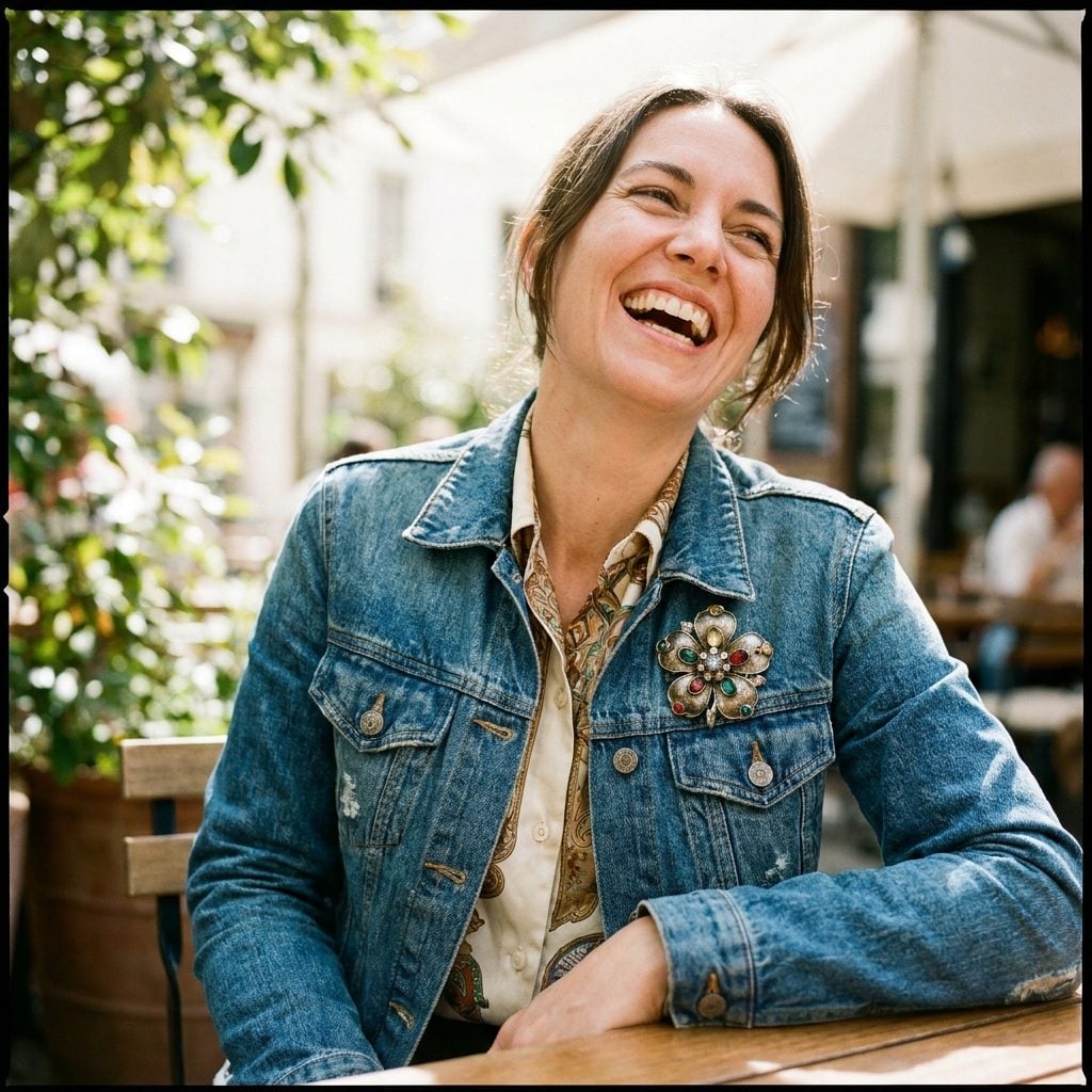 Pin a Bold Piece to a Denim Jacket