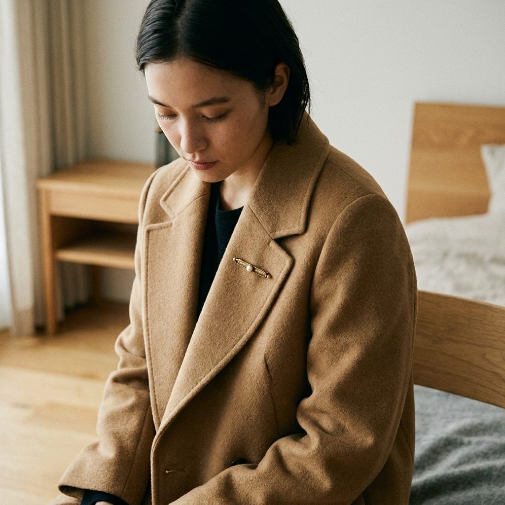 Pin a Delicate Brooch to a Camel Coat for Quiet Polish