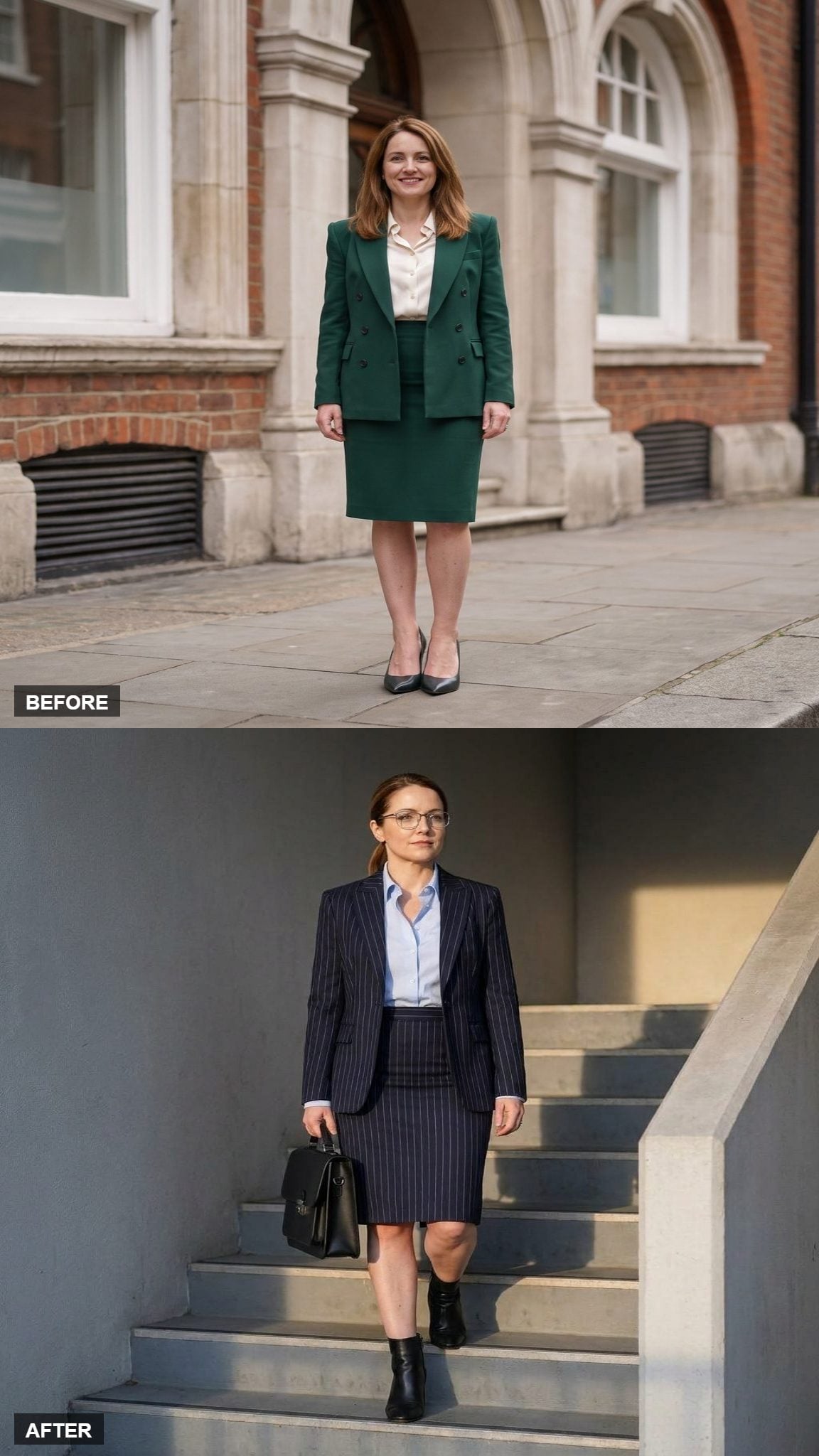 Pinstripe Skirt Suit, Reworked for Now