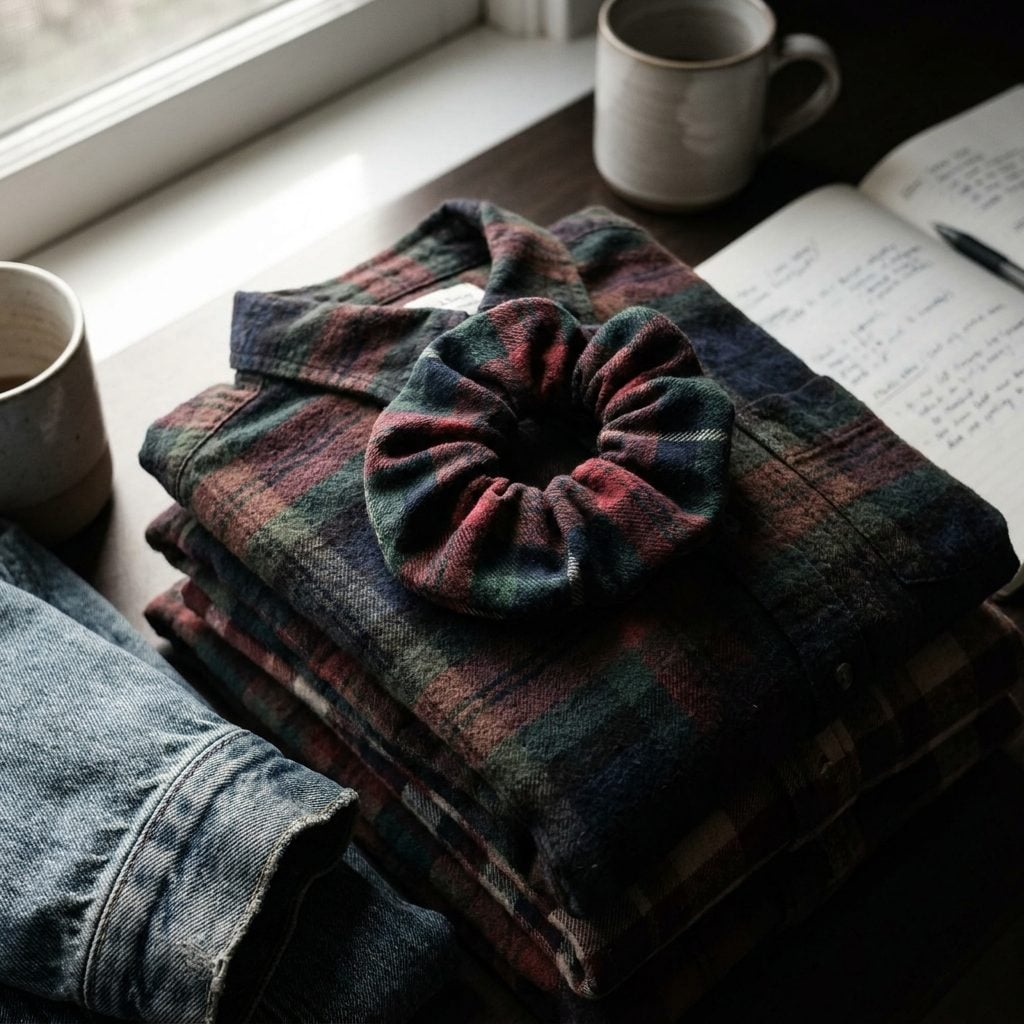 The Plaid Flannel Scrunchie That Preceded Your Entire Grunge Phase by Three Years