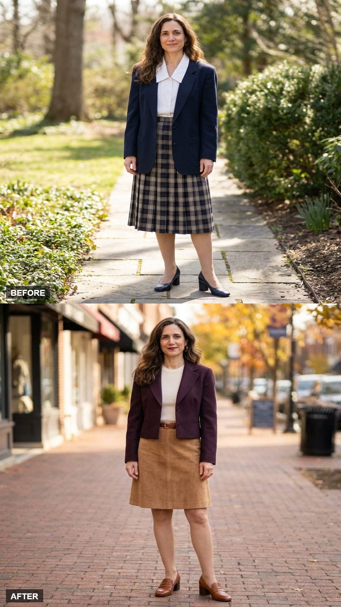 Plum Wool Blazer and Camel Suede Skirt for a Tuesday That Deserves a Better Story