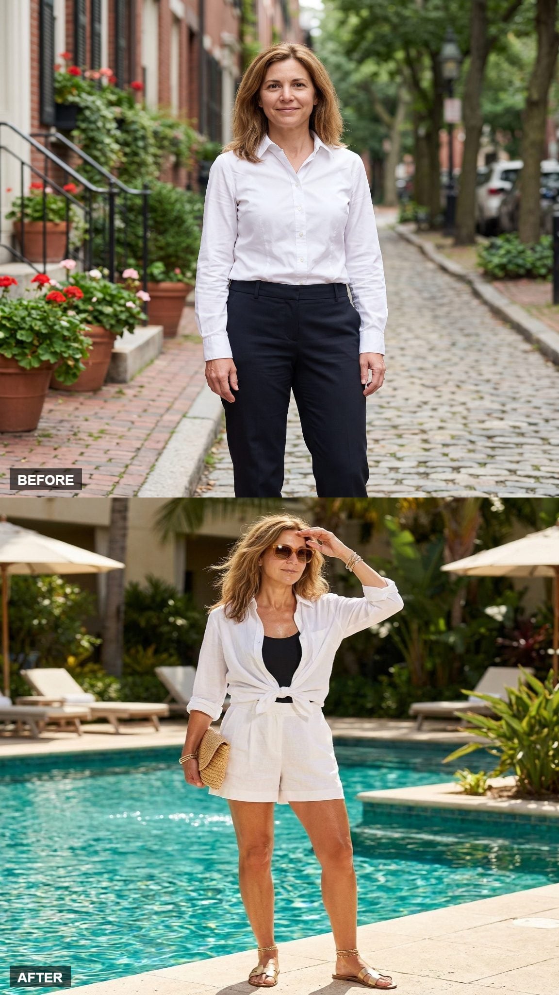 Poolside Cover-Up With Wide Linen Shorts