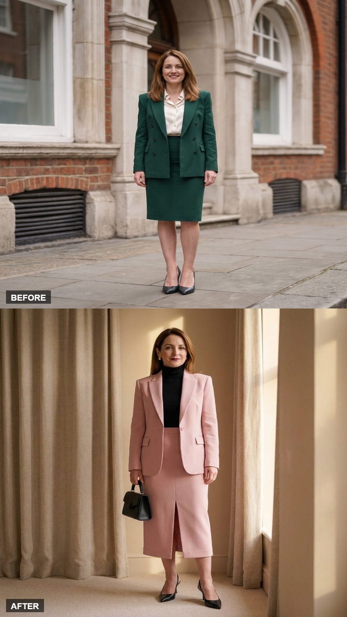 Powder Pink Suit, Sharpened With Black