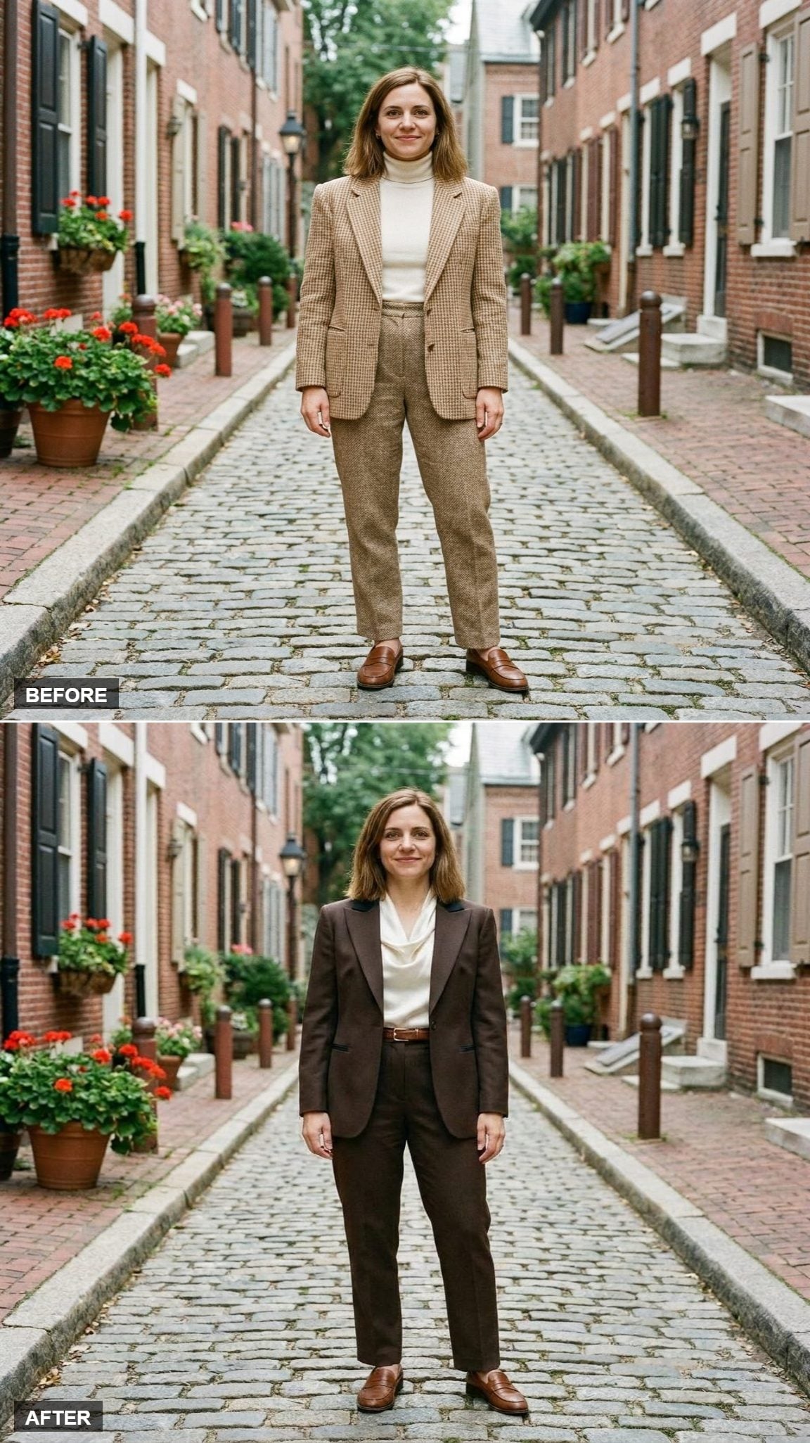 Quiet Authority in Espresso Tailoring and Ivory Silk