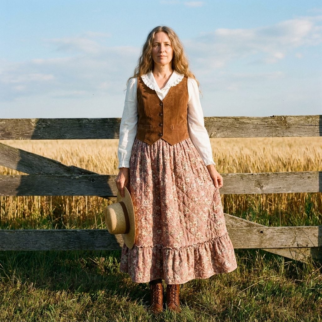 Prairie Skirts With Calico Prints and Lace-Up Boots