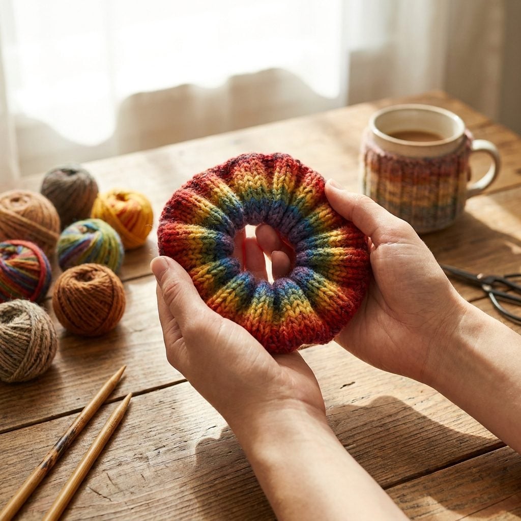 The Rainbow-Stripe Knit Scrunchie That Belonged to the Craftiest Girl in Your Grade