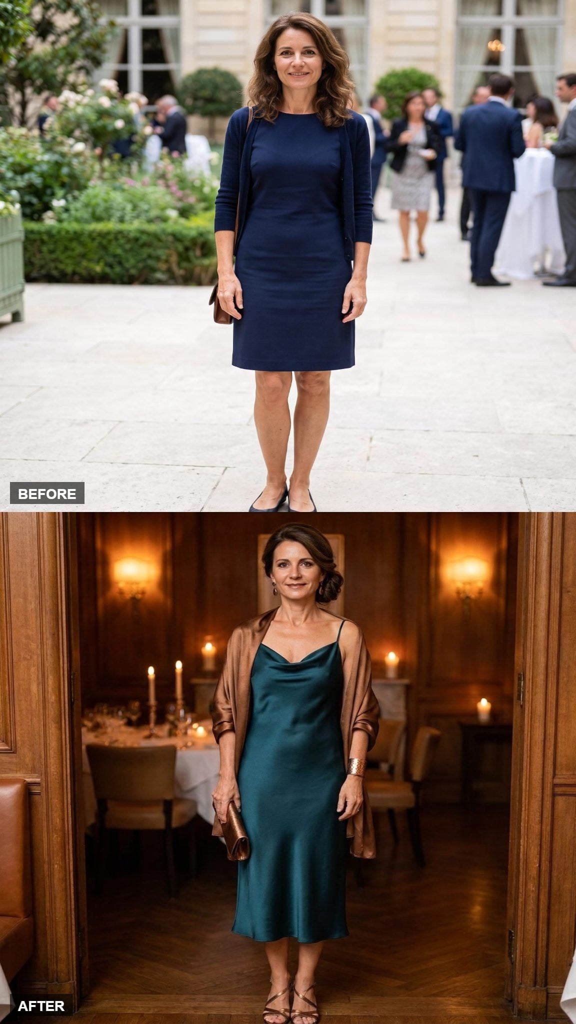Retirement Party in Teal Silk and Statement Cuff