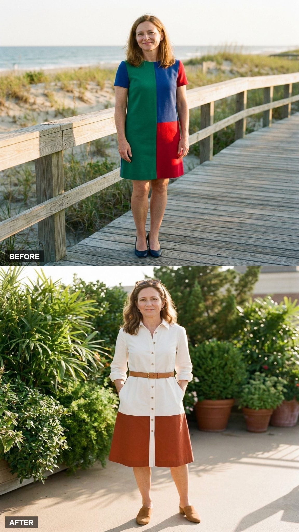 Retro Blocks Reworked in a Belted Shirt Dress