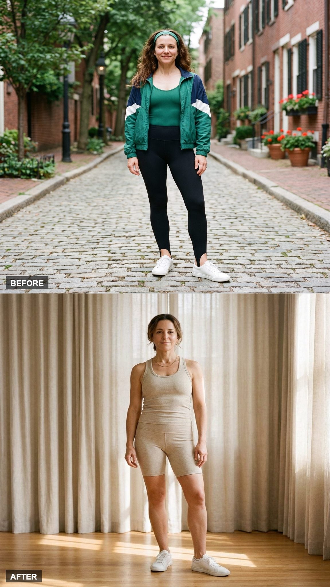 Ribbed Racerback and Bike Short Duo in Warm Oat