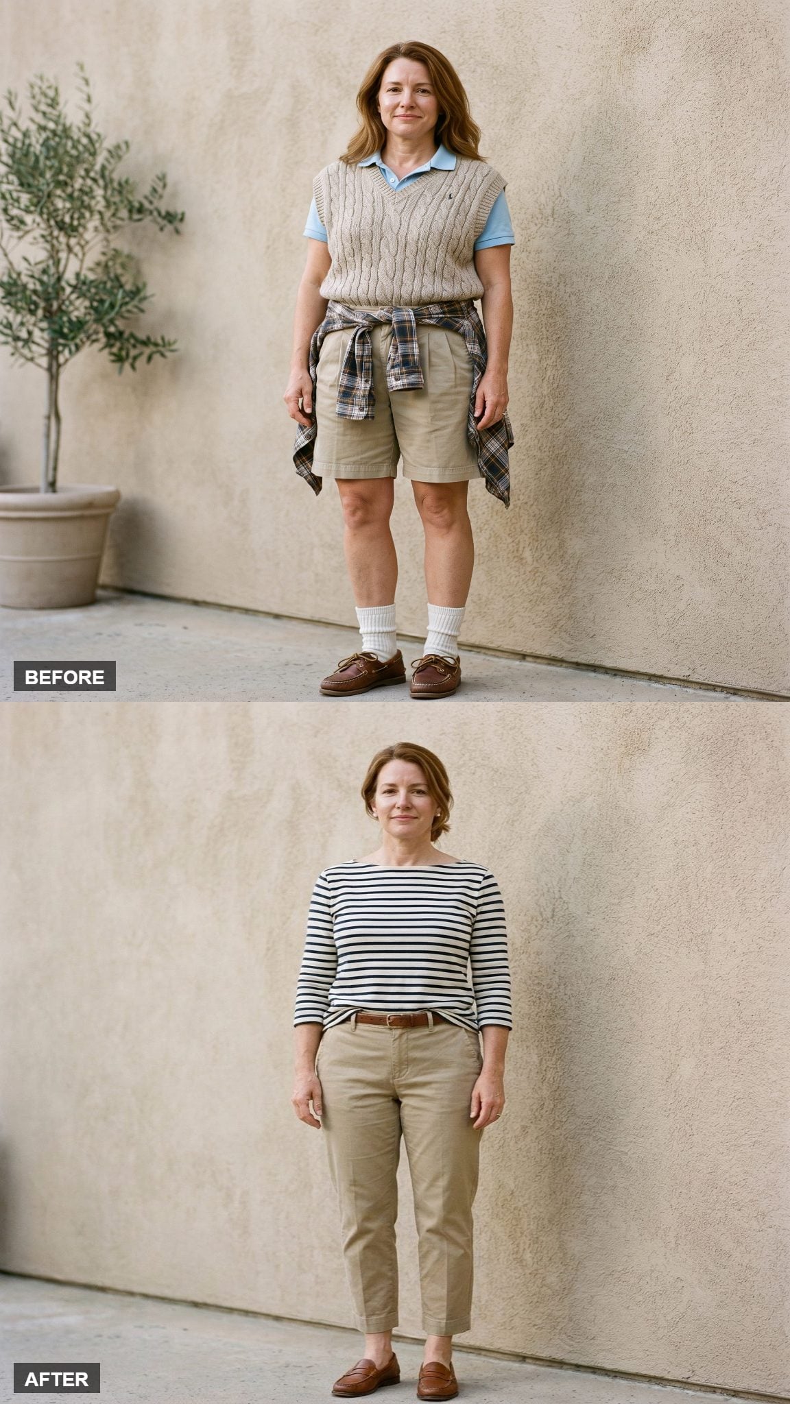 The Rugby Stripe, Reissued: Boat-Neck Breton Top, Cropped Chino, and Loafer