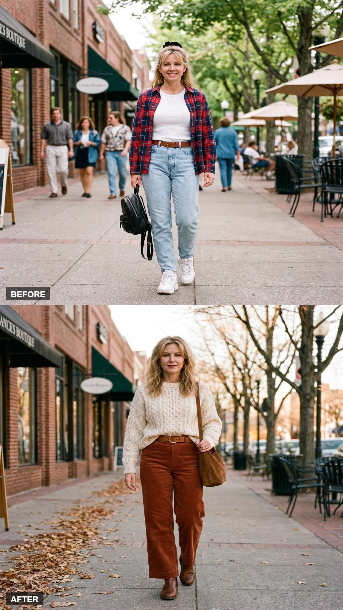 Rust Corduroy and a Cream Fisherman Sweater