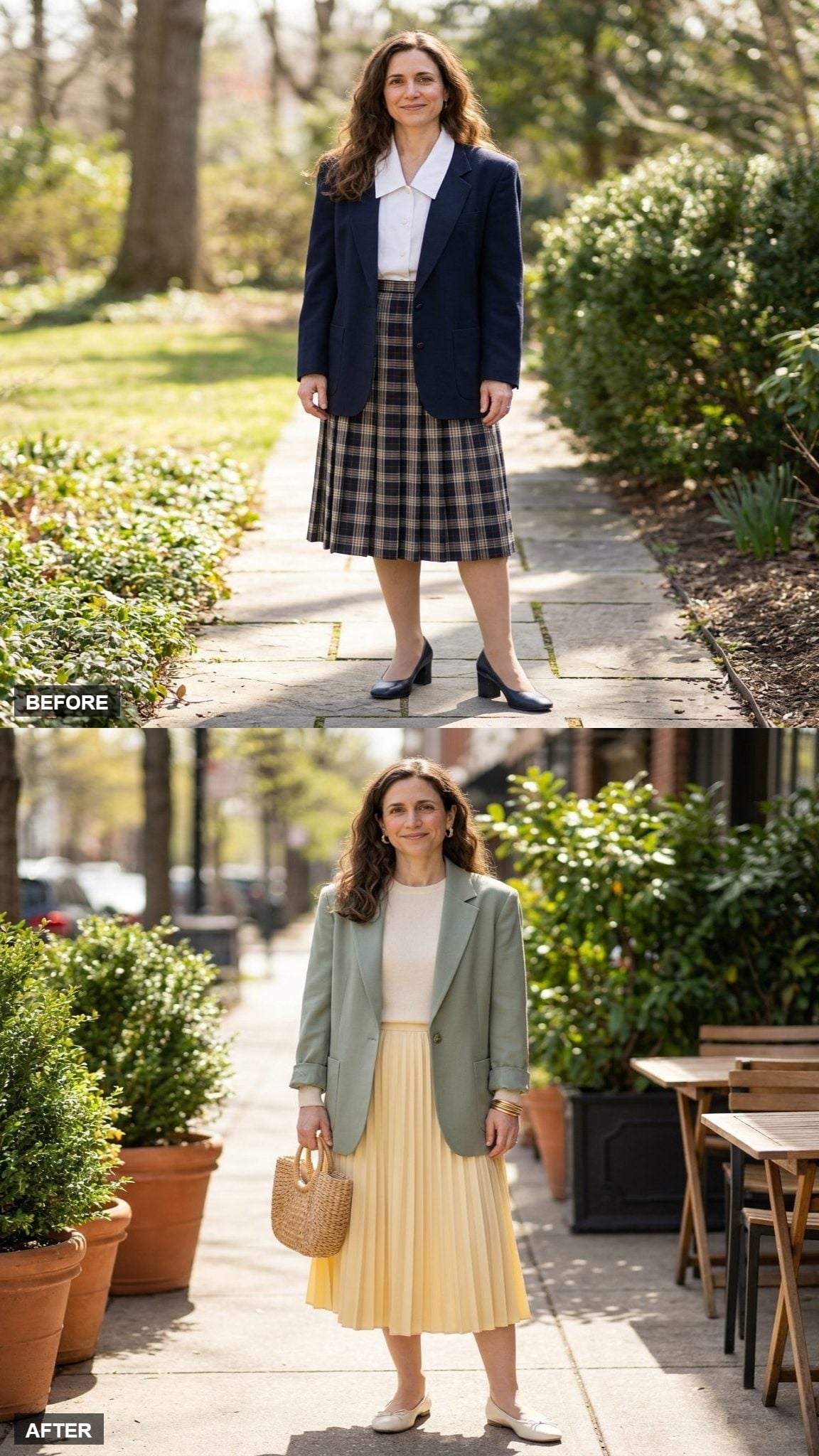 Sage Green Blazer and Buttercream Pleated Skirt for the Sunday That Deserves More