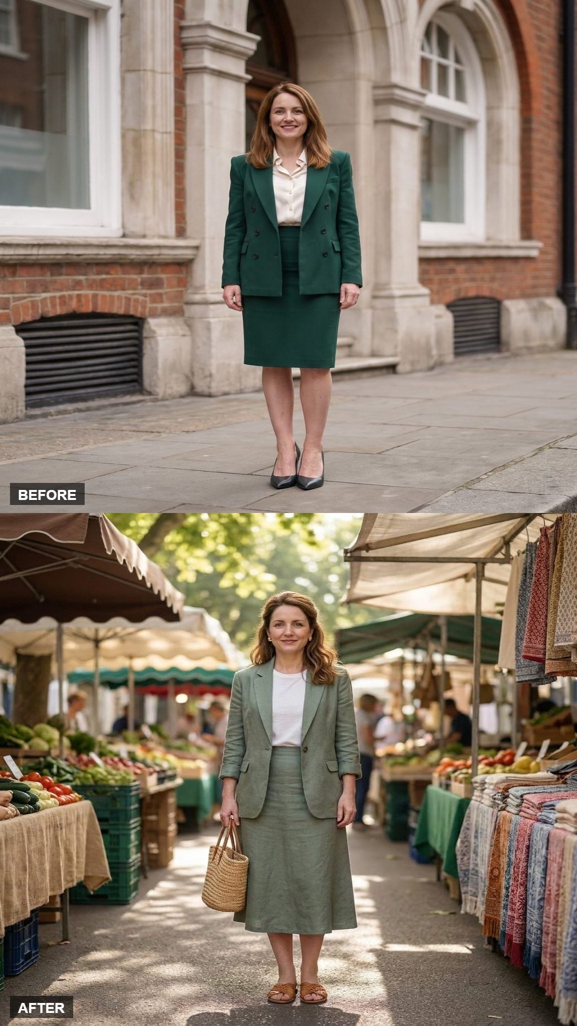 Sage Linen Skirt Suit for the Slow Morning Market