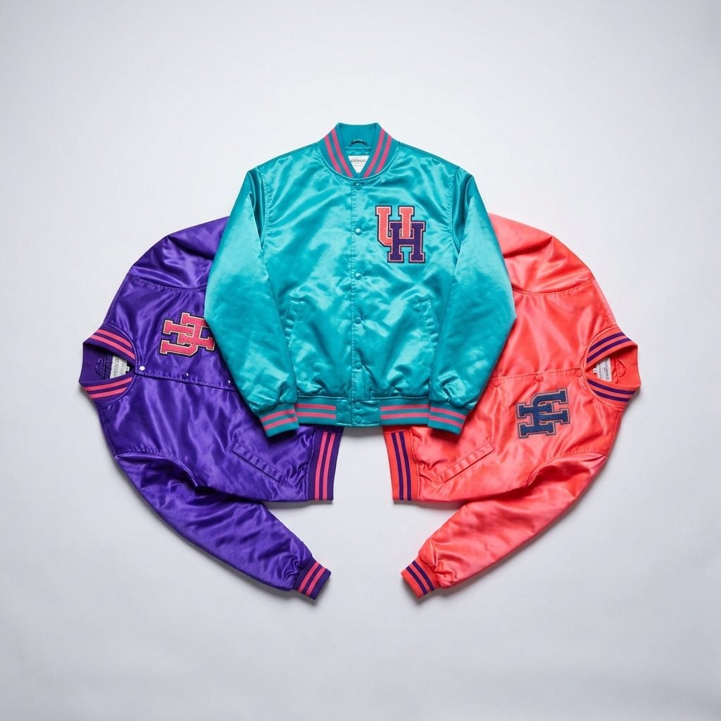 The Satin Jacket in Colors Nature Never Attempted: Teal, Electric Purple, and Hot Coral