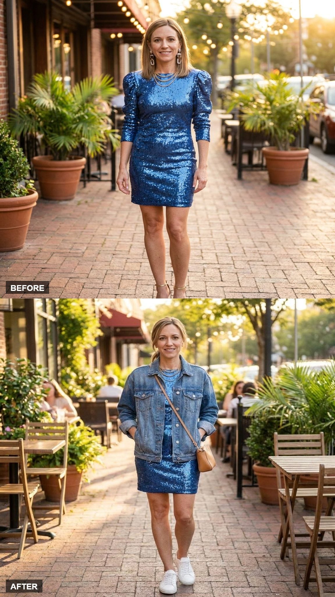 Sequins and Denim Jacket for Unbothered Weekend Sparkle