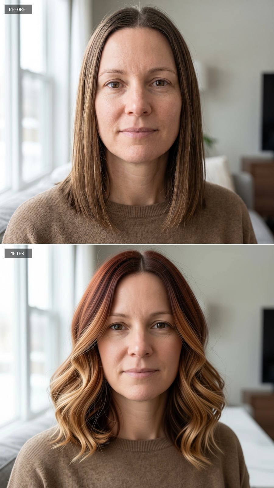 Copper-to-Blonde Balayage, Worn Wavy, and Suddenly Nothing Looks Dated